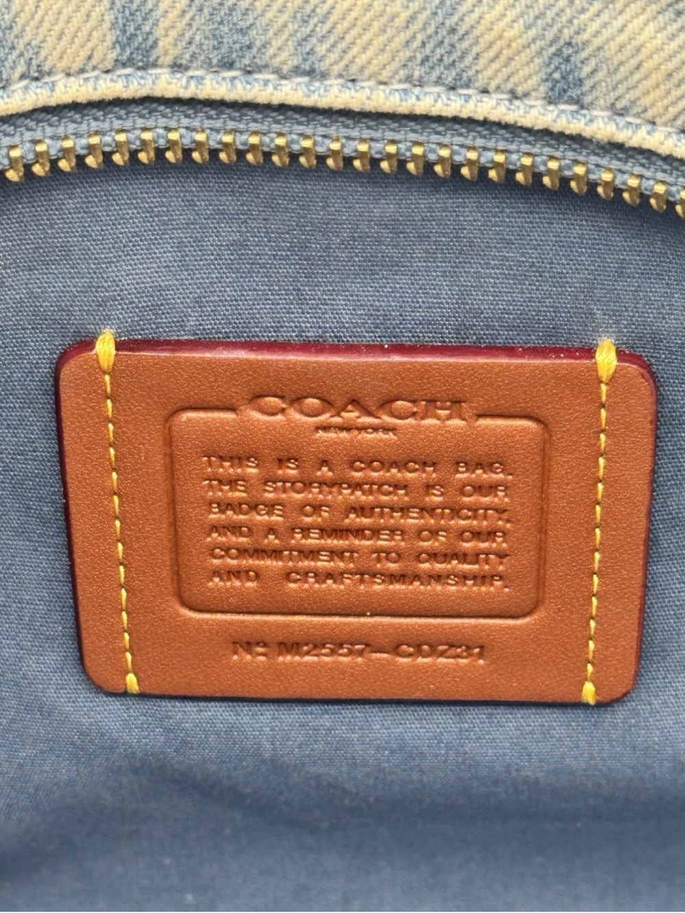 Coach New York Denim Cherry Appliqué Tote - Light Blue with strap, dust bag, - Picture 12 of 13